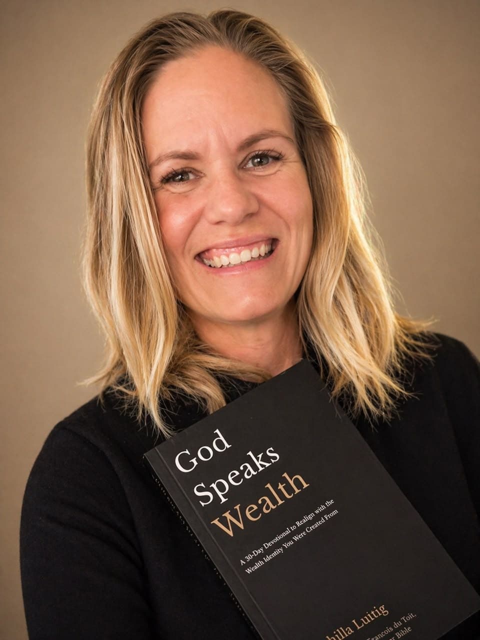 Tehilla Luttig holding God Speaks Wealth